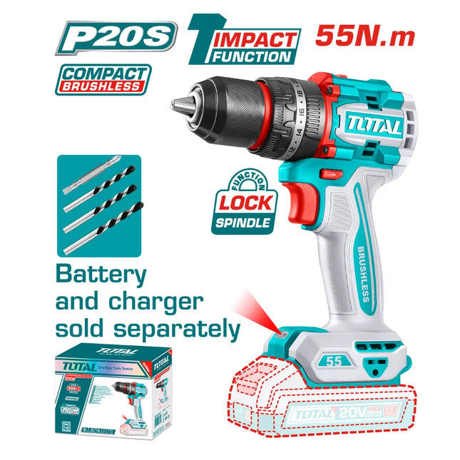 20V Cordless Drill with 55 Nm Torque Total TIDLI205581