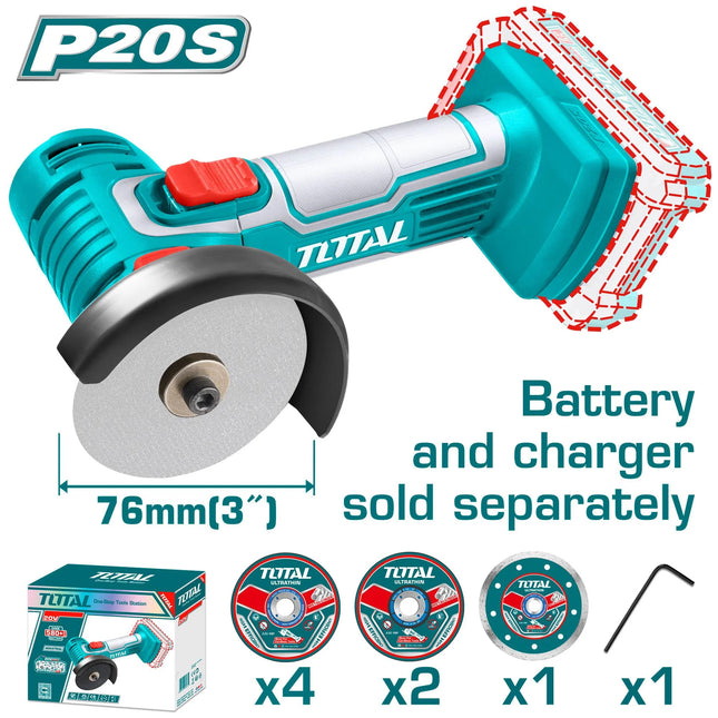 3-inch 20V Cordless Angle Grinder Total TAGLI7601