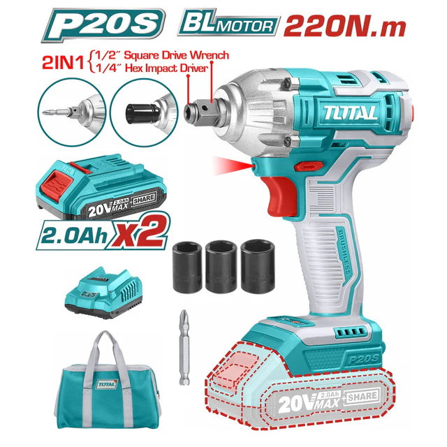 Cordless Impact Wrench 20V Total TIWLI20208